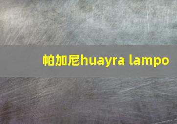 帕加尼huayra lampo